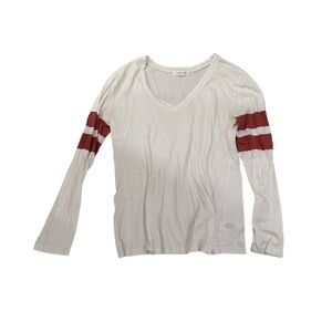 Treasure & Bond 100% Cotton Long Sleeve V Neck With Orange Stripes
